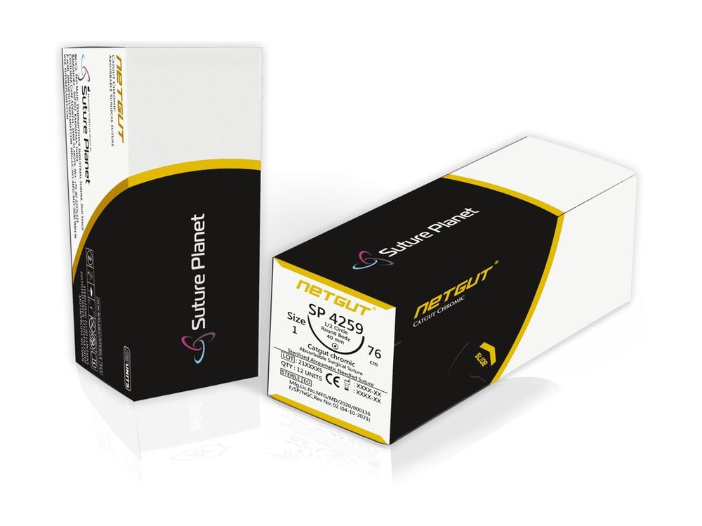 Netgut Plain and Chromic Catgut Surgical Suture Box and Needle Packaging